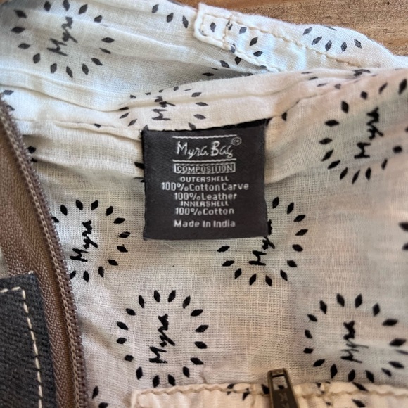 Myra Bag Two-Tone Canvas & Leather Crossbody — Black, Brown & Cream - Picture 5 of 11